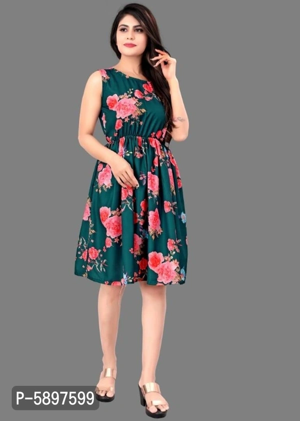 Multicolored Rayon Printed Sleeveless Maxi Dress for Women - Multicoloured, M (38 inches)