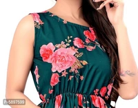 Multicolored Rayon Printed Sleeveless Maxi Dress for Women - Multicoloured, L (40 inches)