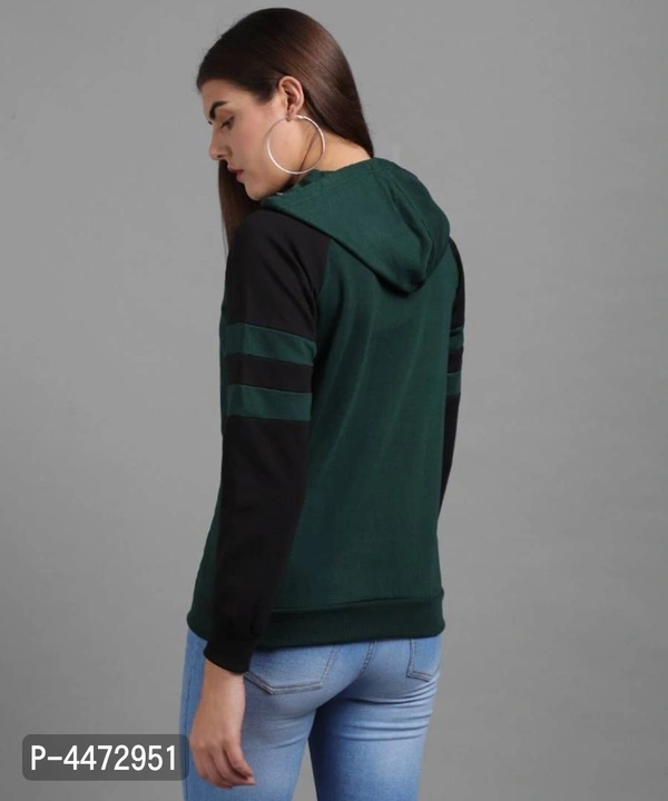 Elizy Women Sea Green Black Sleeve sweatshirt - Multicoloured, S