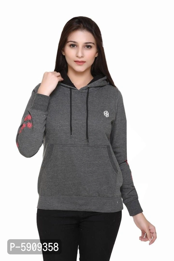 Women Cotton Fleece Sweatshirt - Grey, XL