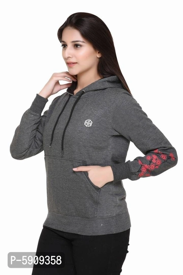 Women Cotton Fleece Sweatshirt - Grey, XL