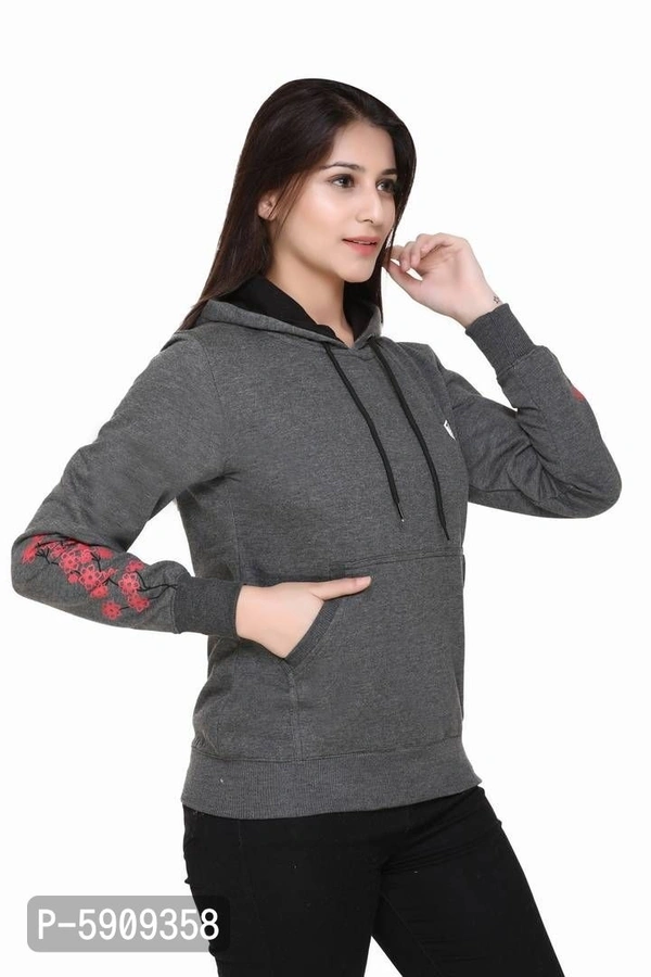 Women Cotton Fleece Sweatshirt - Grey, 2XL