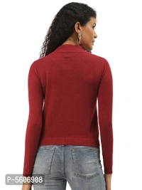 Women Crop Pullover With High Neck  - Maroon, XL