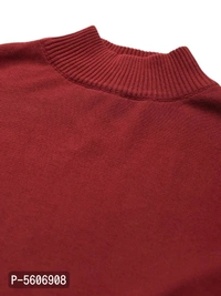 Women Crop Pullover With High Neck  - Maroon, XL
