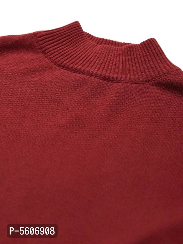 Women Crop Pullover With High Neck  - Maroon, XL