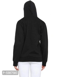 Stylish Free Action Polyester Cotton Hoodie Sweatshirt For Women - L, Black