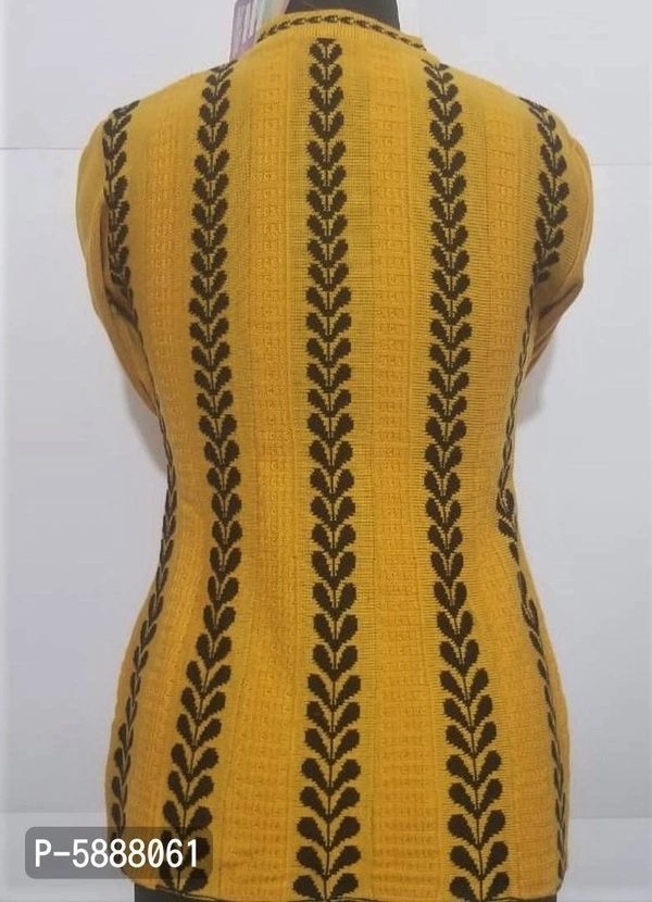 Stylish Acrylic Mustard Sweater For Women - Golden, M