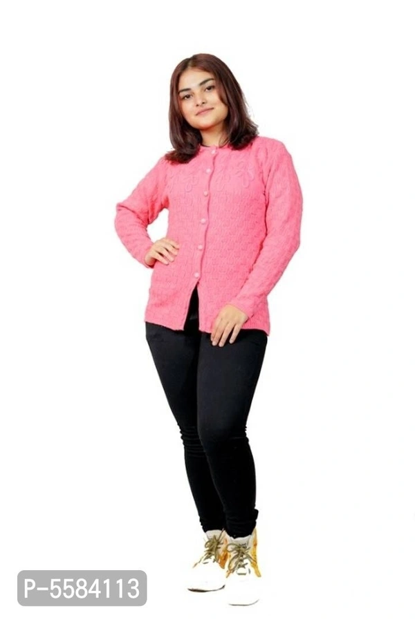 Women Woolen Sweater - L-40, Pink