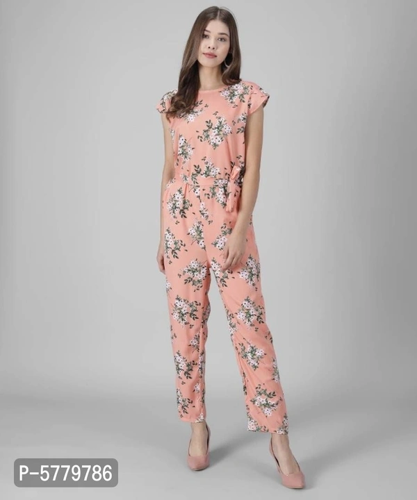 Vivient women peach Base floral printed jumpsuits - Peach, l (40 inches)