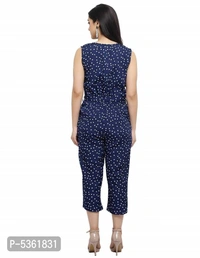 Women's Polka Dot Printed Maxi Jumpsuit - Navy Blue, m (34 inches)