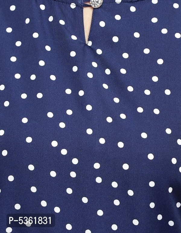 Women's Polka Dot Printed Maxi Jumpsuit - Navy Blue, l (36 inches)