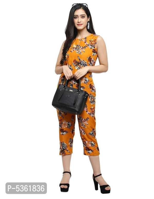 Women's Floral Printed Maxi Jumpsuit - Yellow, l (36 inches)