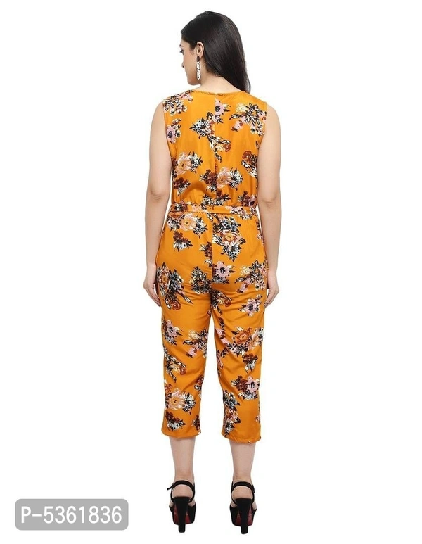 Women's Floral Printed Maxi Jumpsuit - Yellow, l (36 inches)