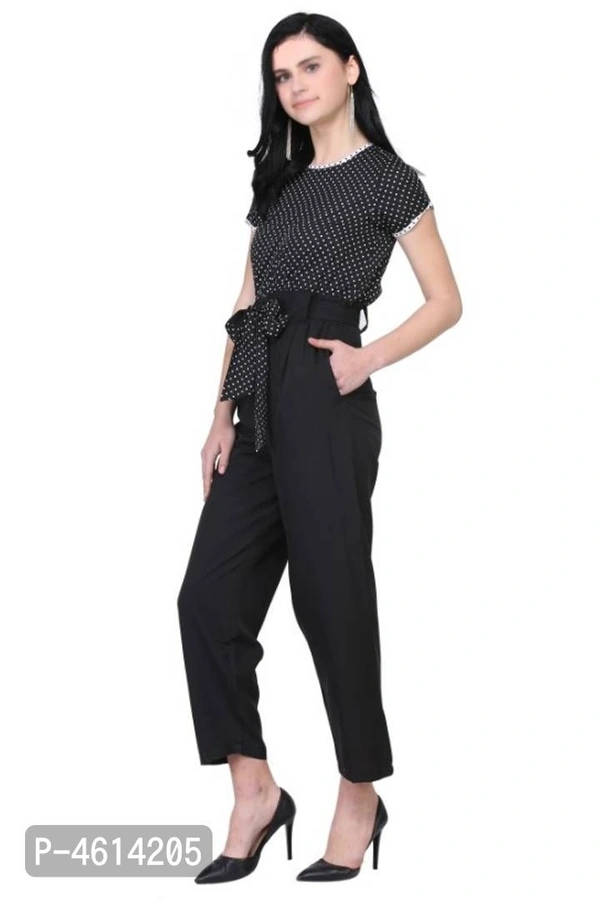 Women's Printed Jumpsuit - Black, l (34 inches)