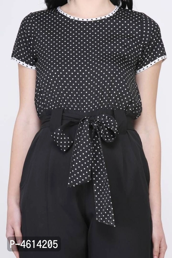 Women's Printed Jumpsuit - Black, l (34 inches)