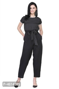 Women's Printed Jumpsuit - Black, l (34 inches)