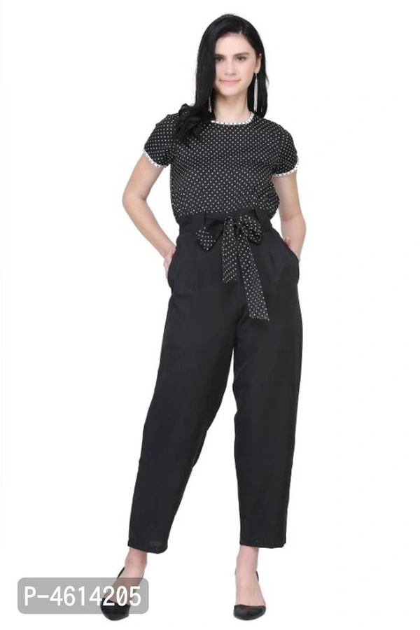 Women's Printed Jumpsuit - Black, l (34 inches)