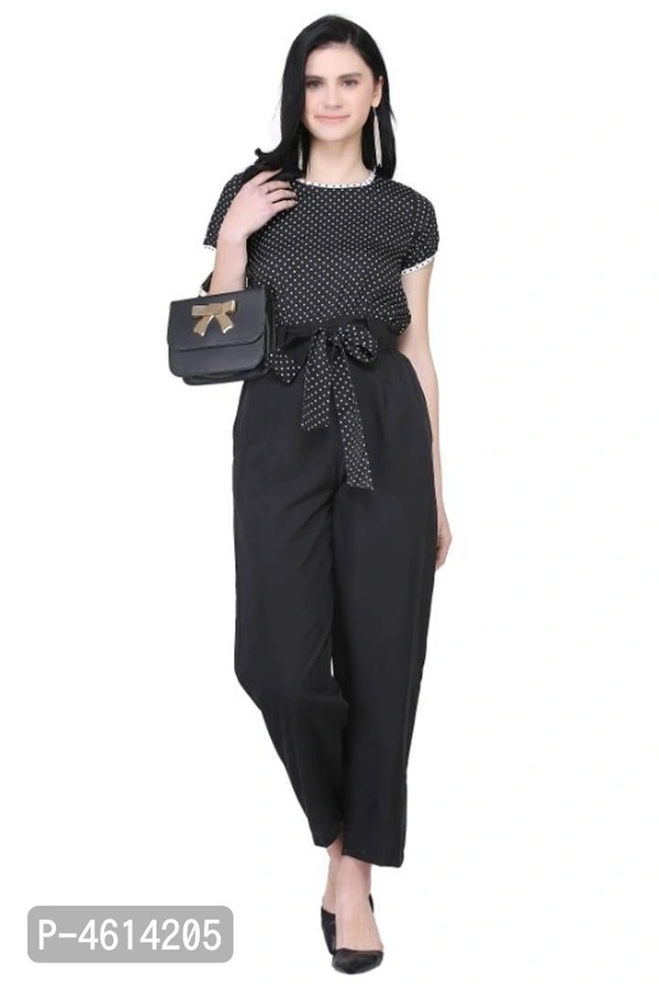 Women's Printed Jumpsuit - Black, l (34 inches)