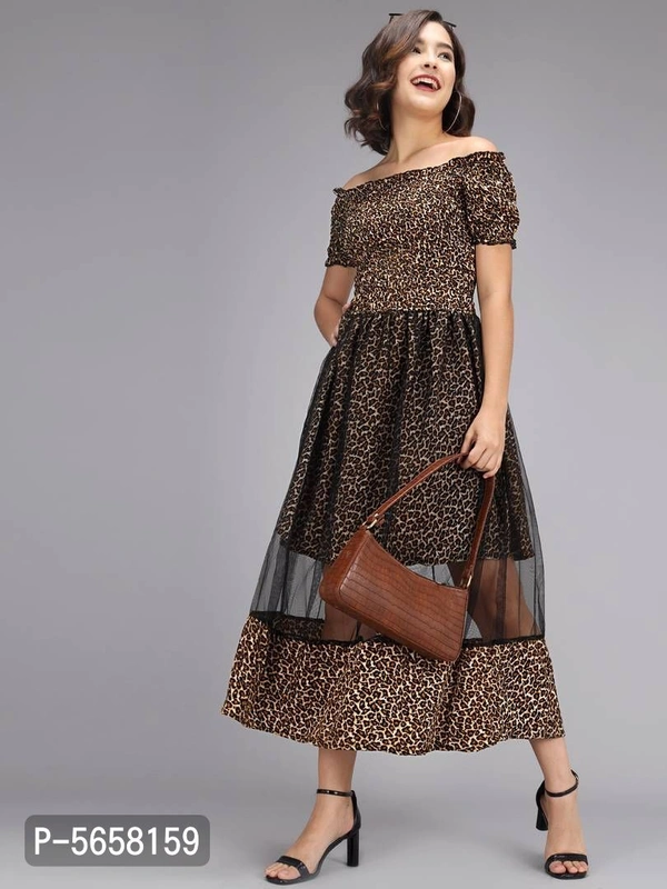 Elegant Brown Polyester Sequence Maxi Dress For Women - Brown, M