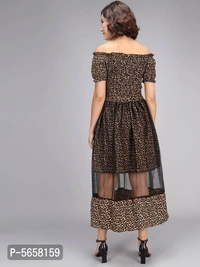 Elegant Brown Polyester Sequence Maxi Dress For Women - Brown, M