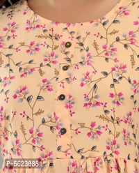 Women's Poly Crepe Printed Dress - Peach, XL