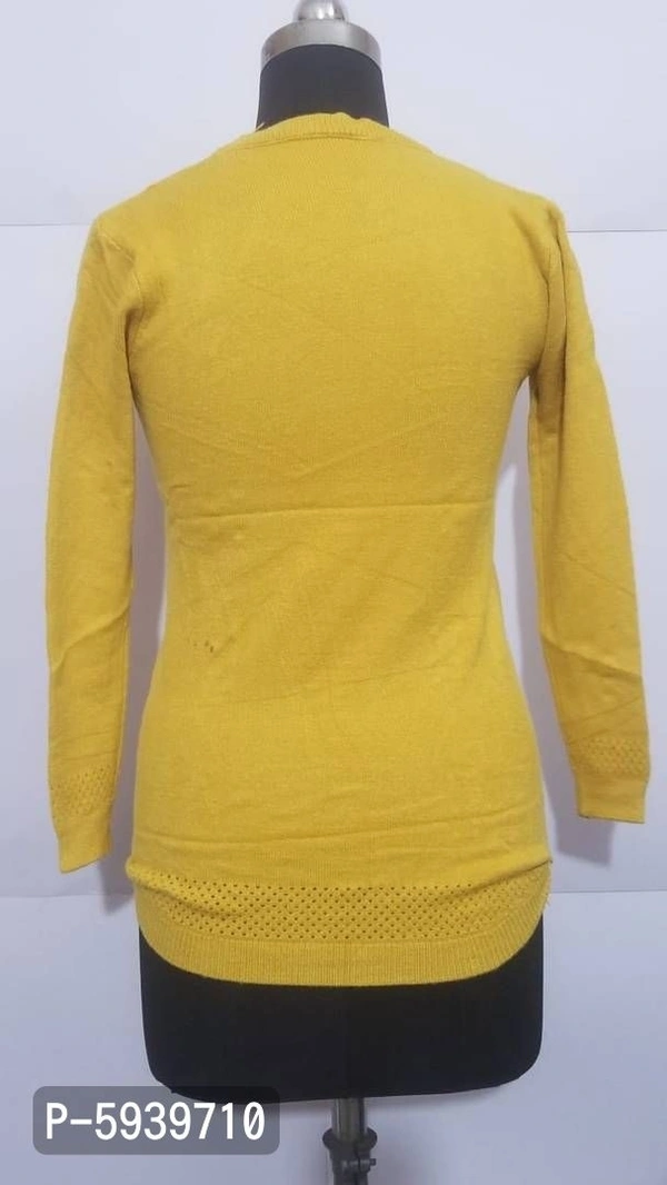 Women's Regular Length Self Design sweater - Yellow, 2XL