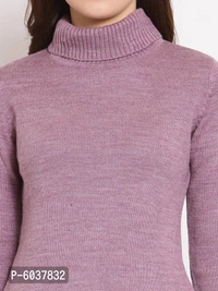 Fabulous Purple Acrylic Self Pattern High Neck Sweaters For Women - Purple, L