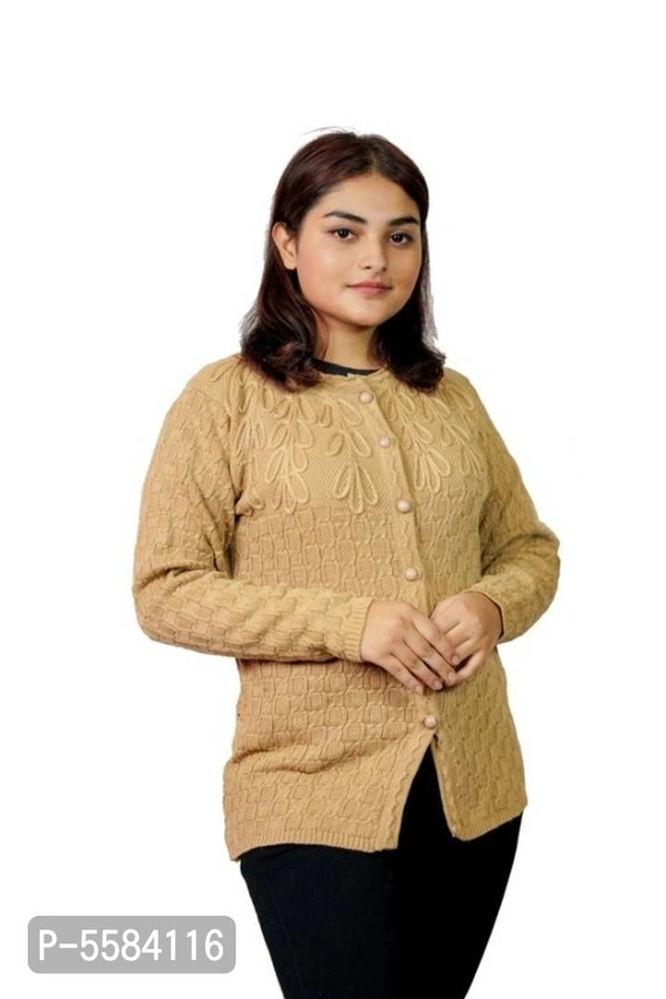Women Woolen Sweater - M-38, Beige