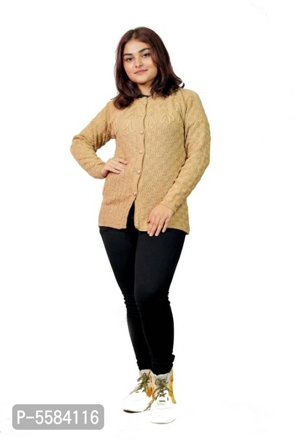 Women Woolen Sweater - M-38, Beige