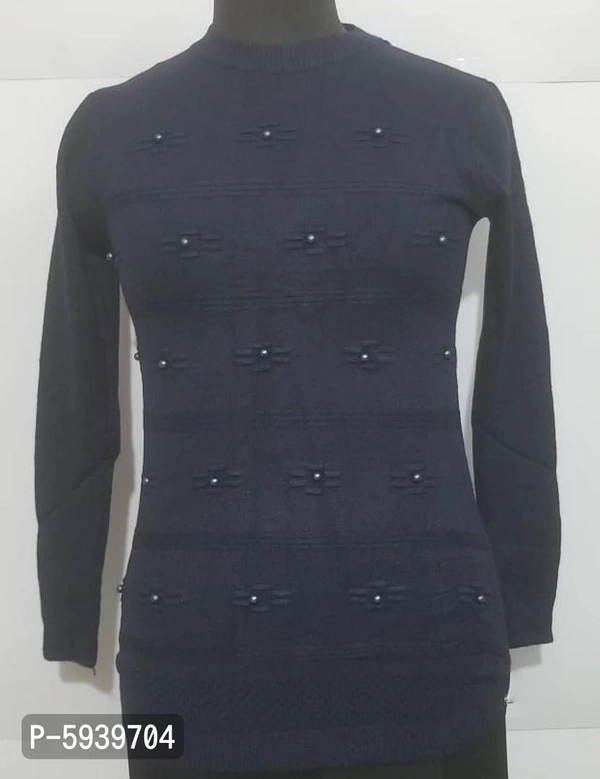 Women's Regular Length Self Design sweater - Black, 2XL