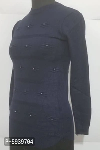 Women's Regular Length Self Design sweater - Black, 2XL