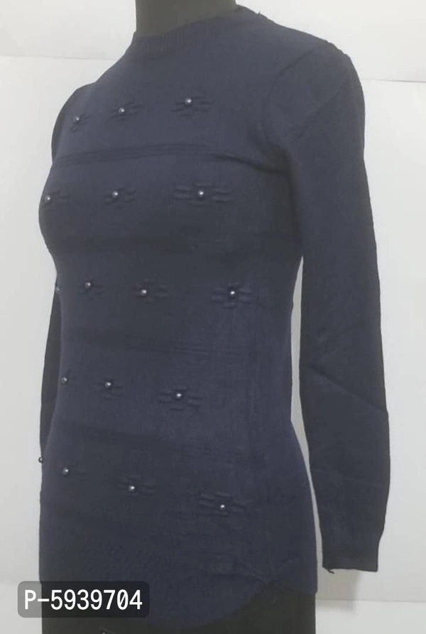 Women's Regular Length Self Design sweater - Black, 2XL