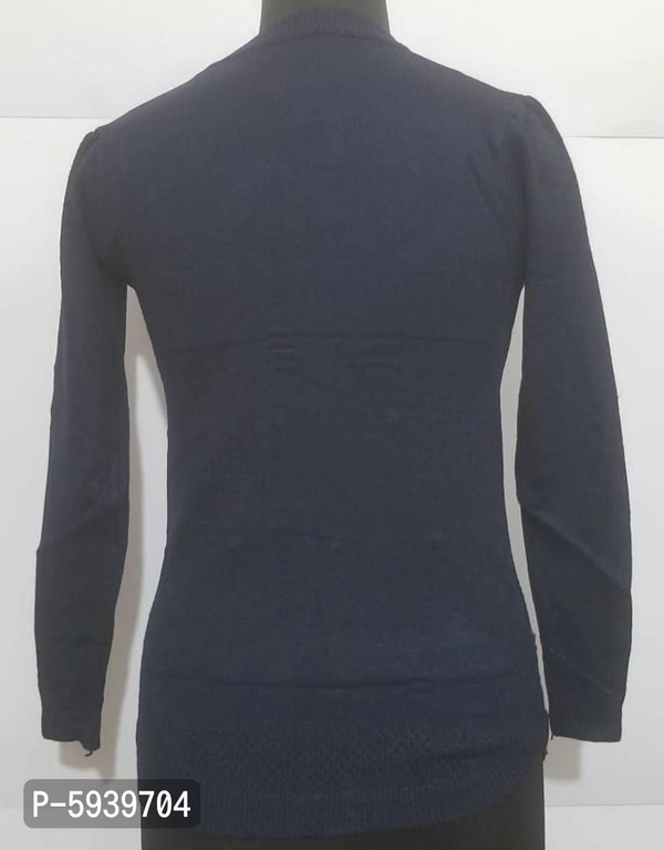 Women's Regular Length Self Design sweater - Black, 2XL