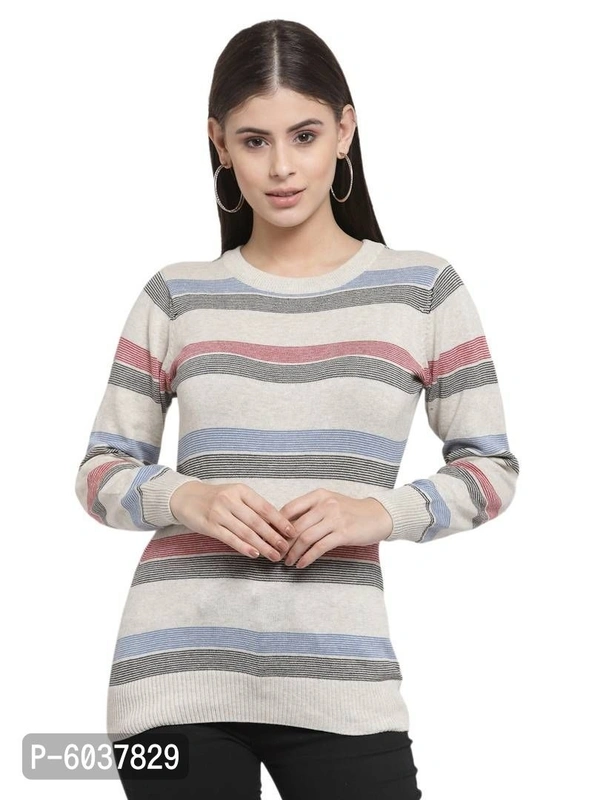 Fabulous Cotton Striped Sweaters For Women - Multicolour, S