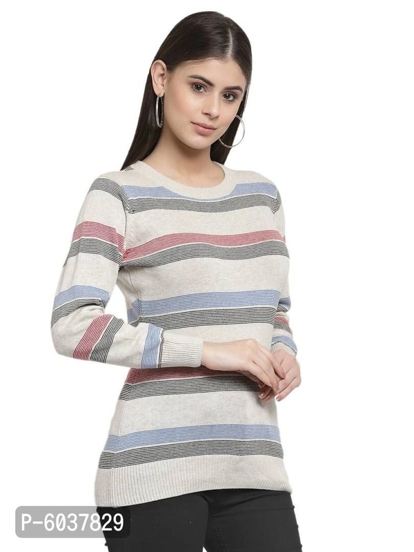 Fabulous Cotton Striped Sweaters For Women - Multicolour, S