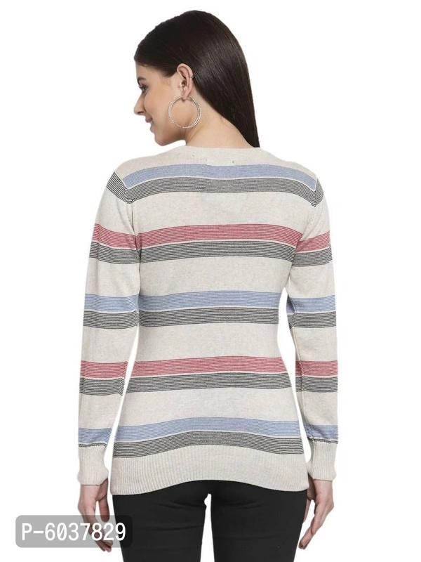 Fabulous Cotton Striped Sweaters For Women - Multicolour, S