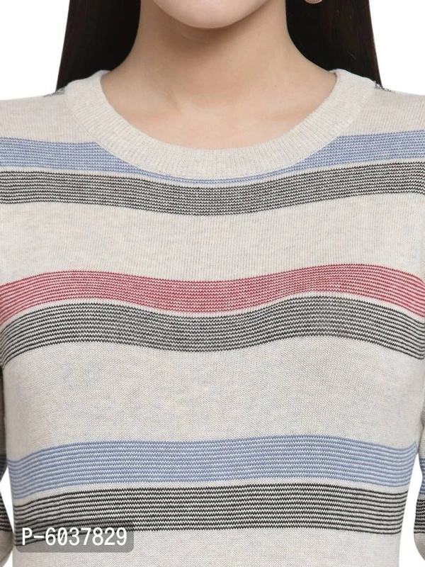 Fabulous Cotton Striped Sweaters For Women - Multicolour, S