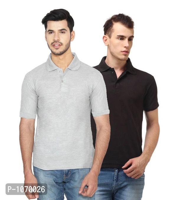 Men's Cotton Blend Polo T-Shirt Pack Of 2 - 2XL, Multicoloured