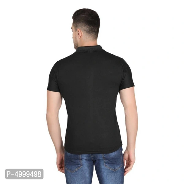 Stunning Black Polyester Solid Polos For Men - L, Black
