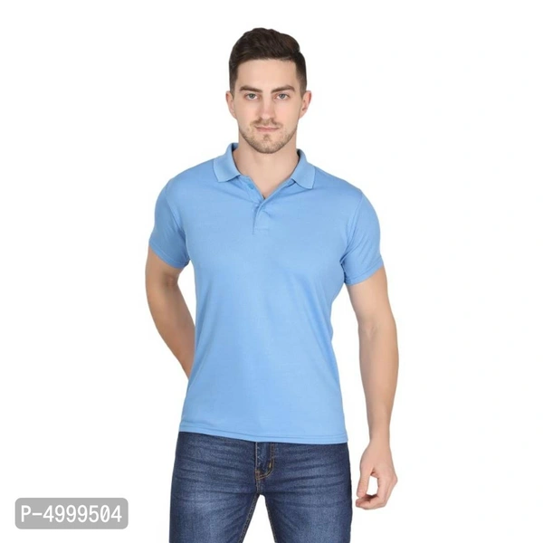 Stunning Turquoise Polyester Solid Polos For Men - Turquoise, L