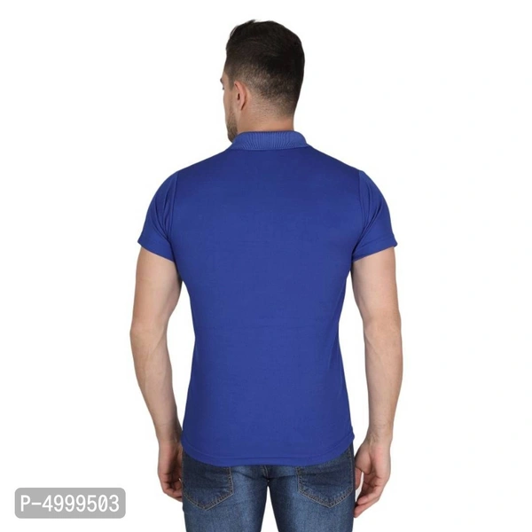 Stunning Blue Polyester Solid Polos For Men - Blue, L