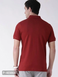 Men's Maroon Cotton Blend Solid Polos - Maroon, L