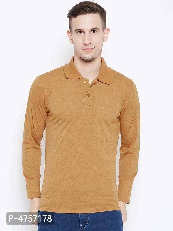 Men's Yellow Solid Cotton Polos - Yellow, M