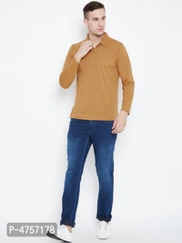 Men's Yellow Solid Cotton Polos - Yellow, M