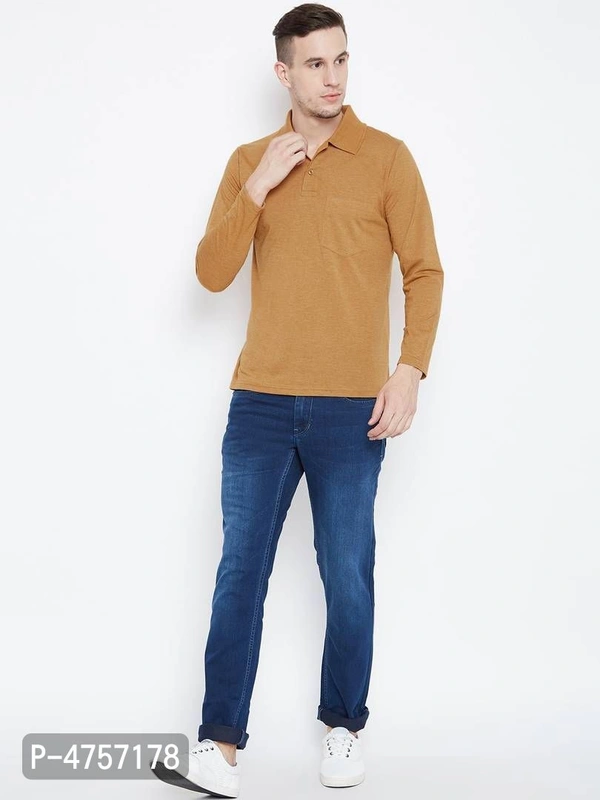 Men's Yellow Solid Cotton Polos - Yellow, M