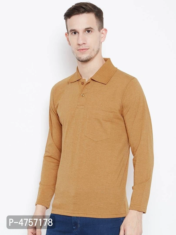 Men's Yellow Solid Cotton Polos - Yellow, XL