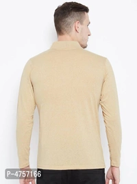 Men's Beige Solid Cotton Polos - XL, Beige