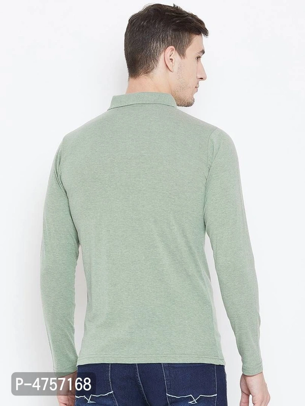Men's Green Solid Cotton Polos - Green, L