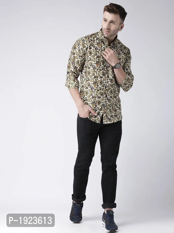 Hangup Multicoloured Cotton Blend Printed Slim Fit Casual Shirt - Multicoloured, Size: 38, Chest: 42.0 (inches)