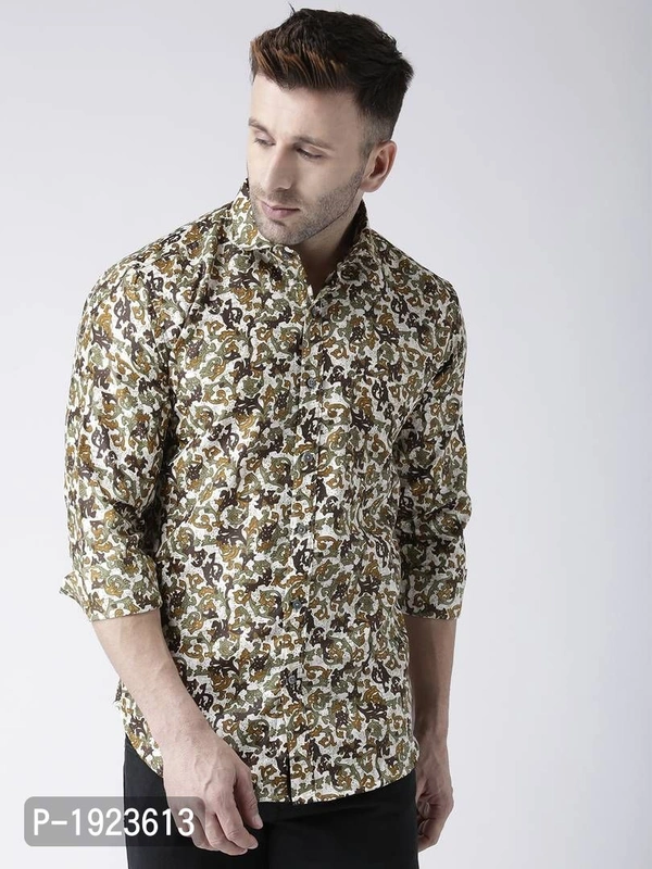 Hangup Multicoloured Cotton Blend Printed Slim Fit Casual Shirt - Multicoloured, Size: 40, Chest: 44.0 (inches)